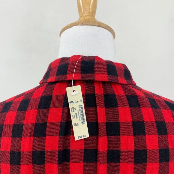 Madewell Flannel Latitude Shirt Dress Womens XS Extra Small Buffalo Plaid Cotton - Picture 8 of 14